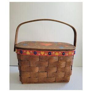 Vintage 1960's Basketville Woven Wood Purse